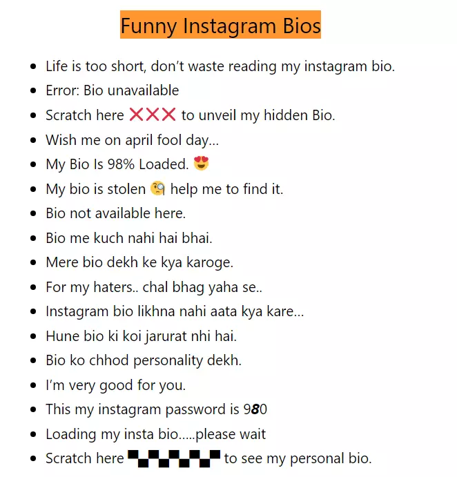 Funny Instagram Bios