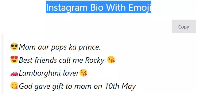 Instagram Bio With Emoji