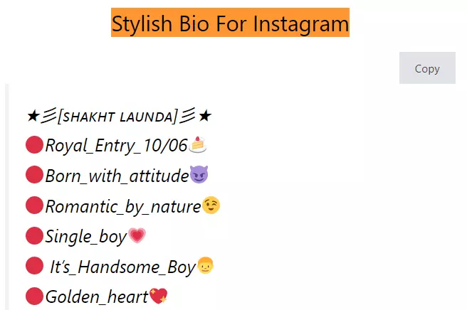 Stylish Bio For Instagram