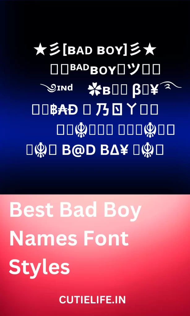 Best Bad Boy Names Font Styles